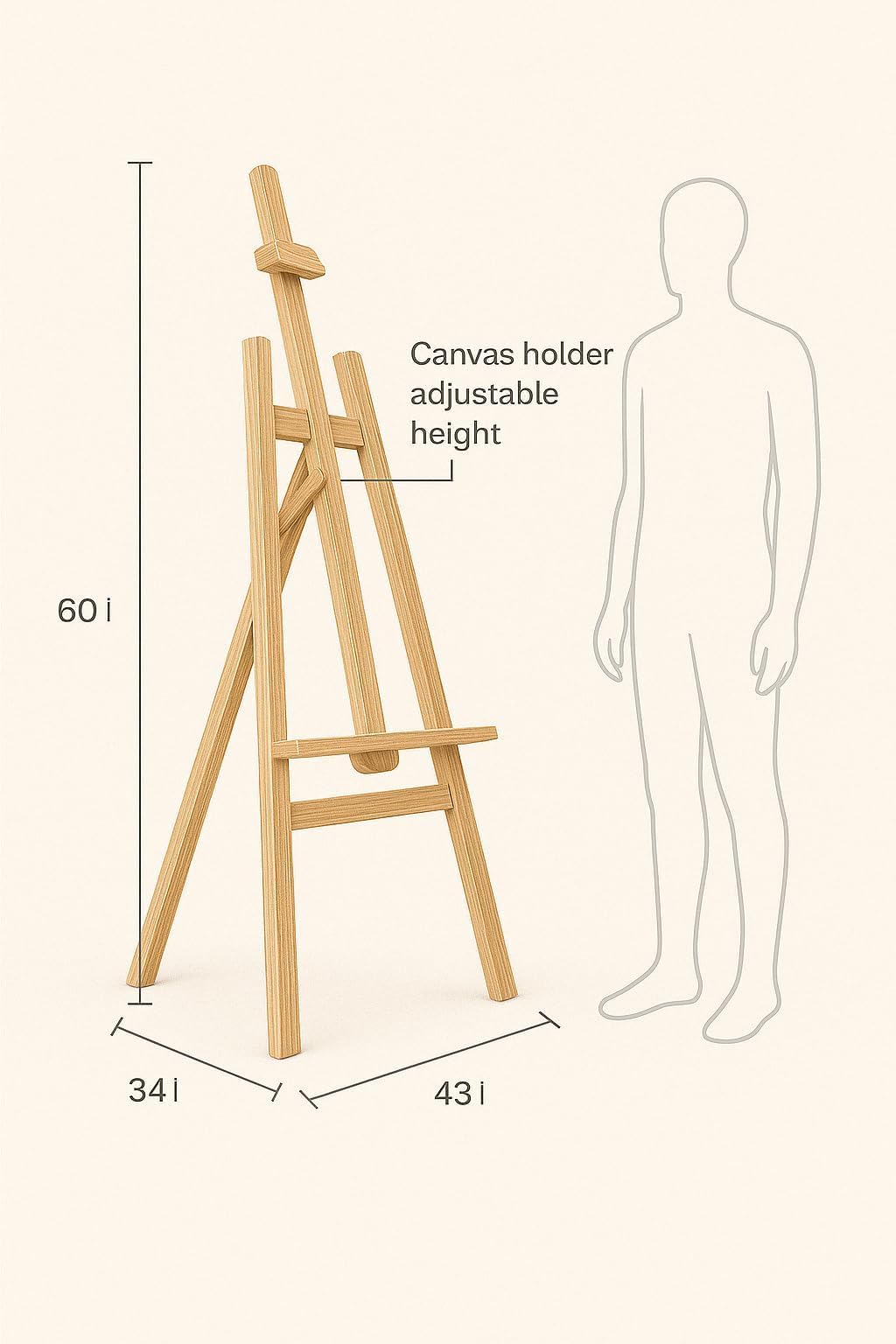 ArtRight Artists 5 Feet Adjustable Wooden Easel Painting Stand with Angle & Height Modification for Painting & Display - 5 Ft (56") Large Studio Easel Stand, Holds Canvas up to 43 Inches, Beechwood - Image 3 thumbnail