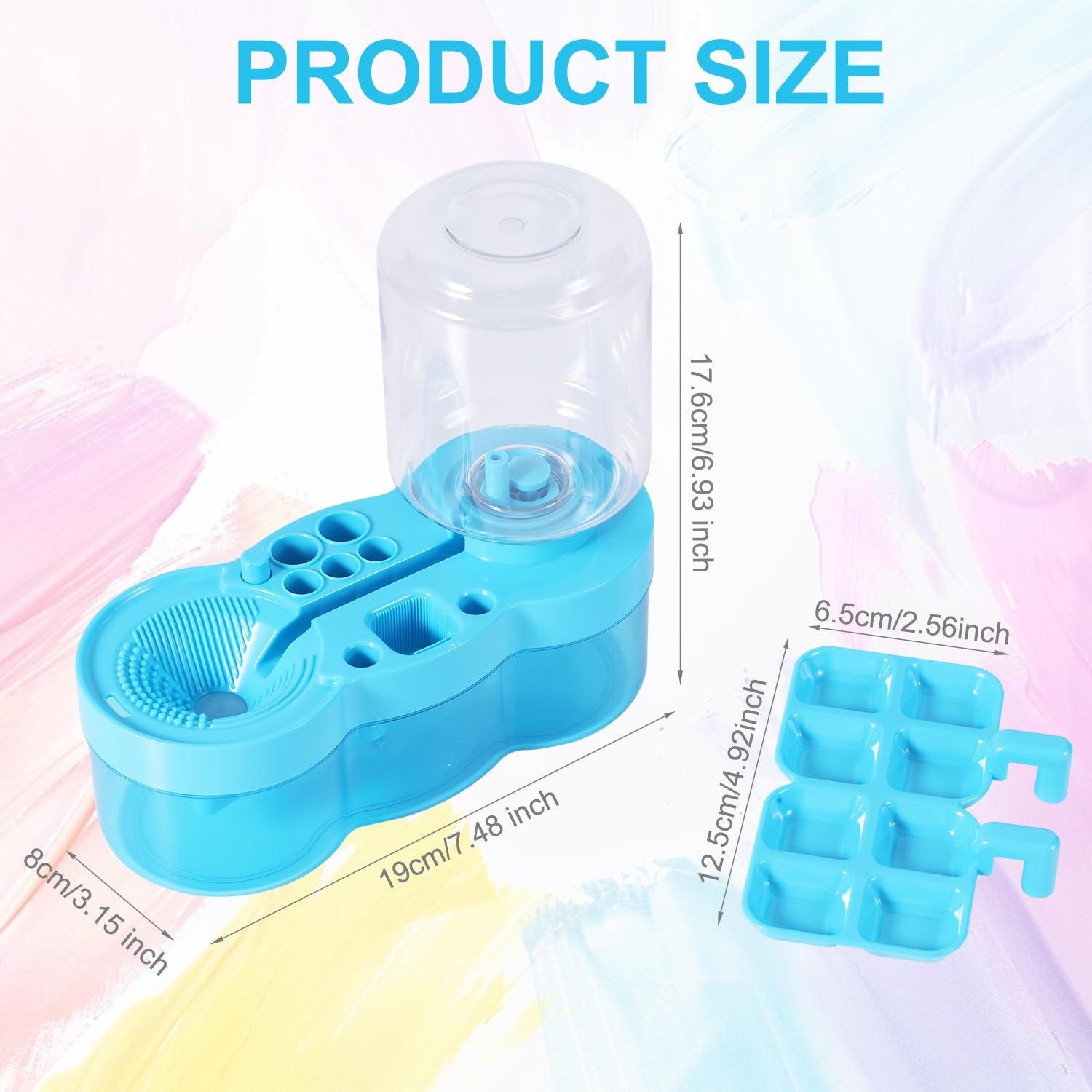 2025 New Paint Brush Cleaner, Plastic Paint Brush Cleaner Tool with Paint Tray Paint Brush Rinser Paint Water Dispenser Practical Paint Brush Washer Painting Art Supplies for Artists (Blue)