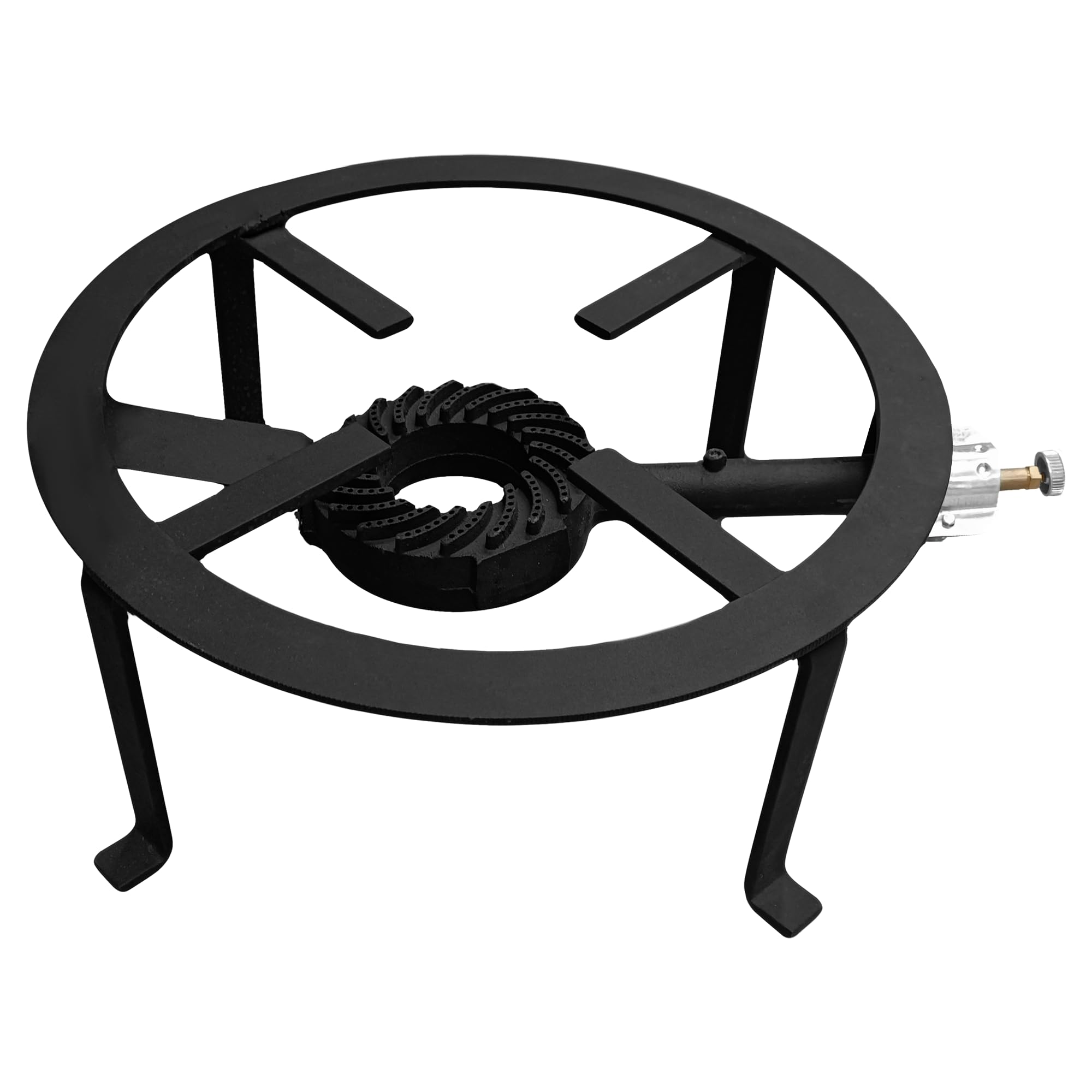 AEFFE Fornellone con Bruciatore e Valvola, in Ghisa, Quadrato o Tondo, per Esterno con Piedi, da Giardino, Campeggio, per Conserve adatto a Padelle (Rotondo, 30 cm Diametro)
