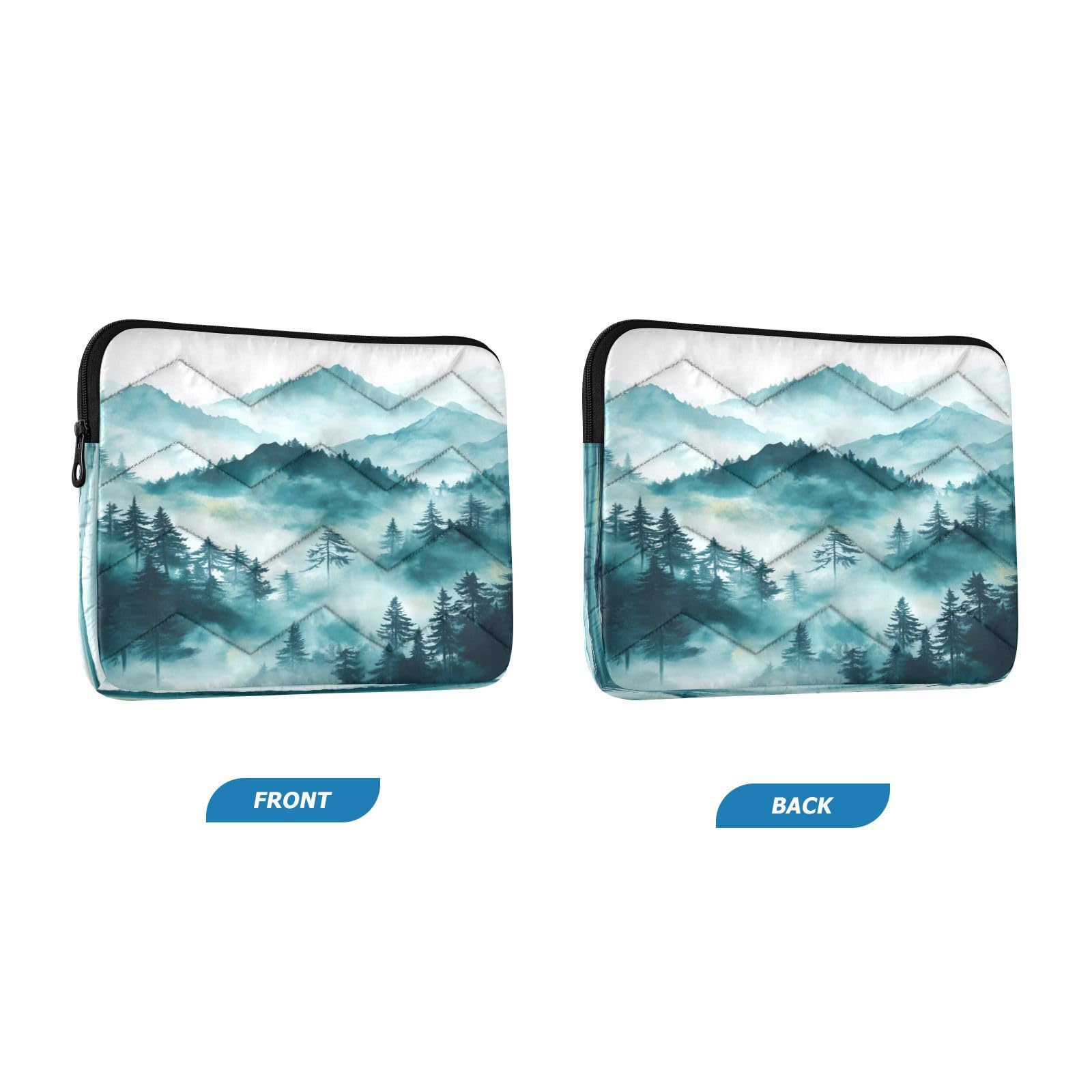Misty Mountain Firs Teal Laptop Sleeve for 13-13.3 in Water Resistant Portable Laptop Sleeve Bag Protective Case for Carry on Travel Airport