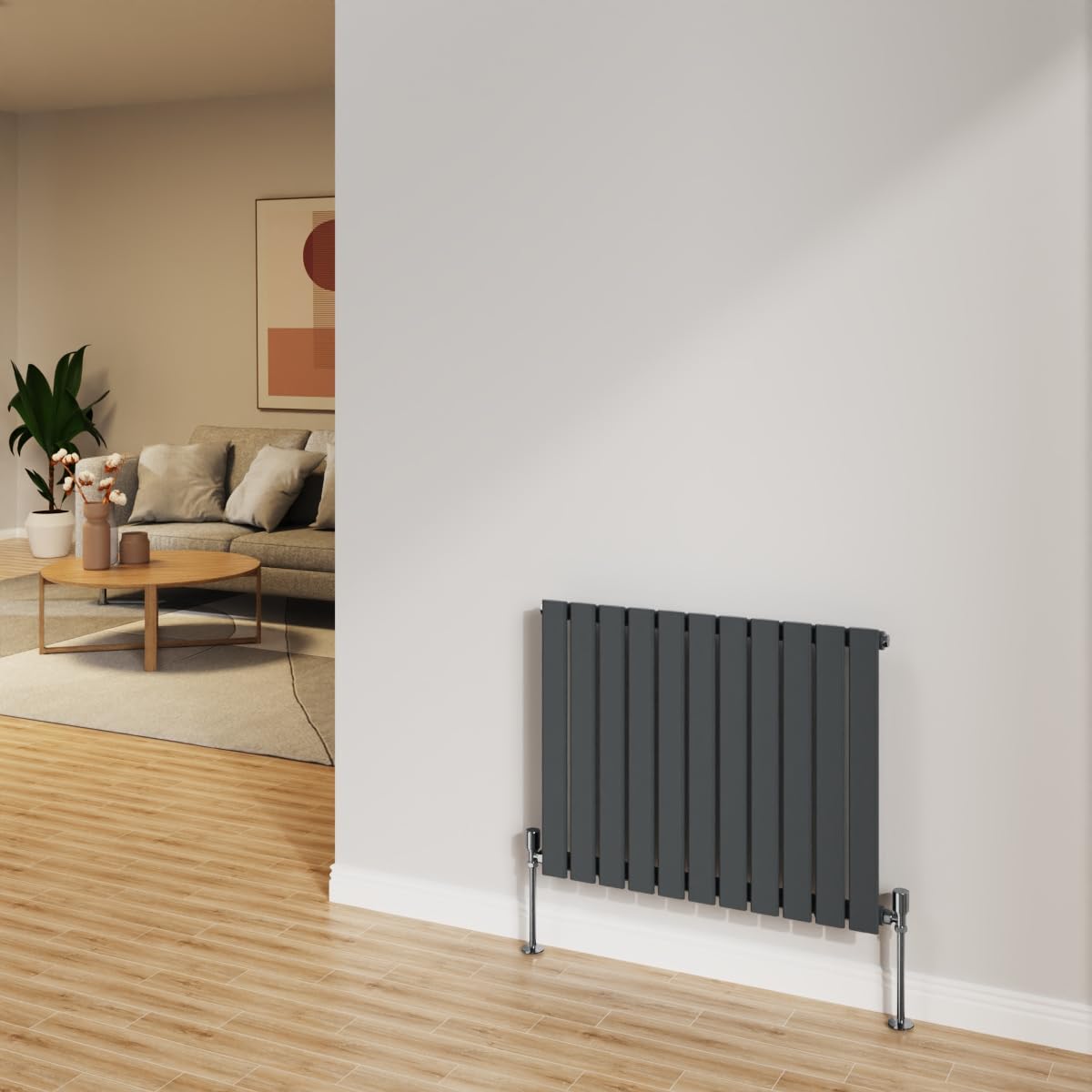 Nrg Anthracite Radiator 600X748mm Horizontal Flat Panel Single Radiator