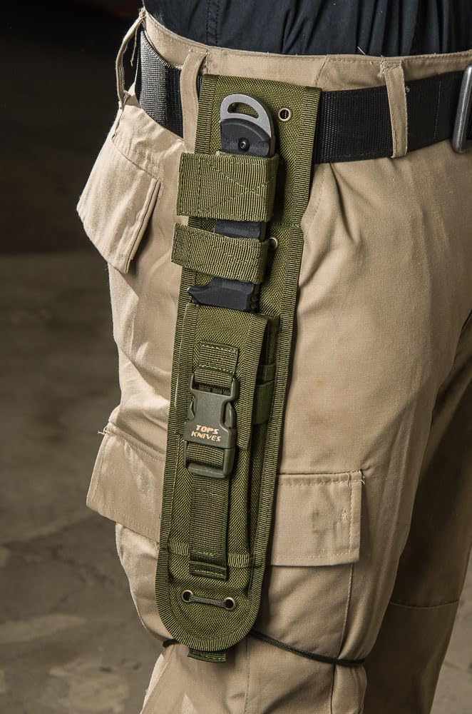 Tops Knives Apache Dawn Rockies Edition Full Tang Fixed Blade- Tumble Finish- Olive Drab MIL-SPEC Nylon Sheath Black — view 9