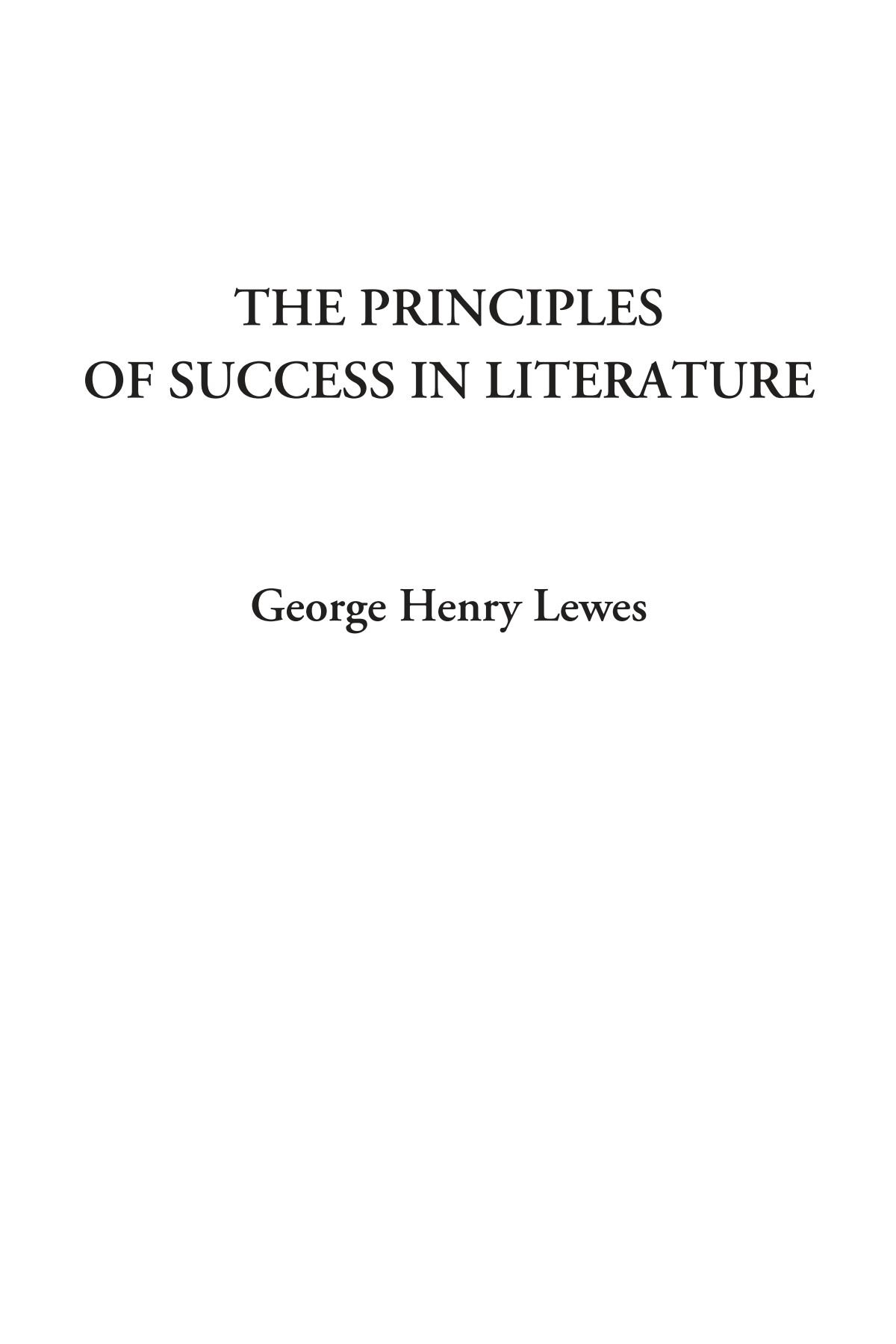 The Principles of Success in Literature