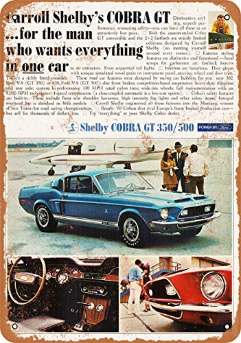 1968 Cobra Ford Mustang Shelby GT 350/500 samfme de Metal Sign