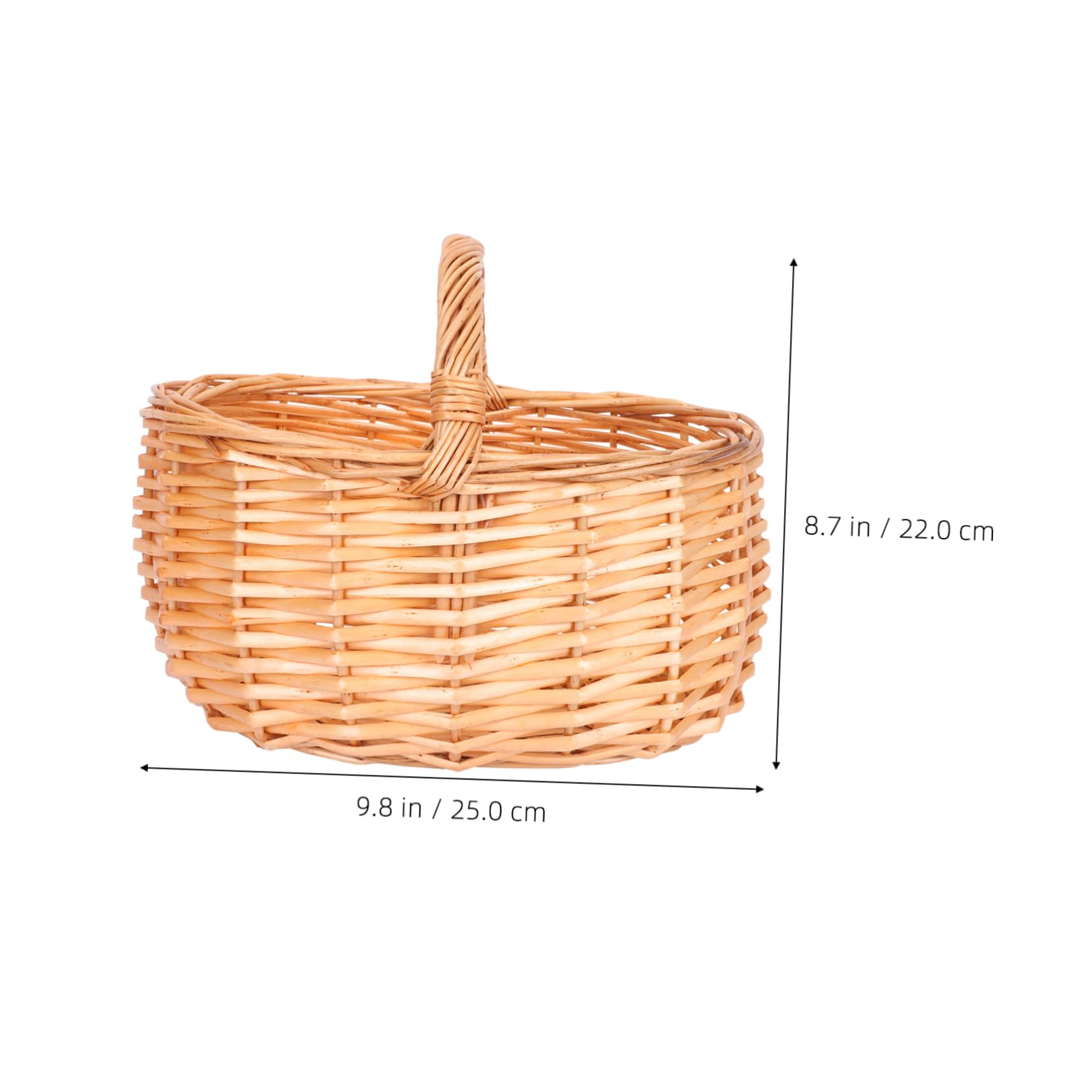 Shopping Basket Storage Baskets Decor Baskets Rustic Storage Bins Food Container Fruit Basket Toy Eggs Weaving Tote Basket Rattan Egg Storage Basket Rattan Woven Basket Brown HOLIDYOYO