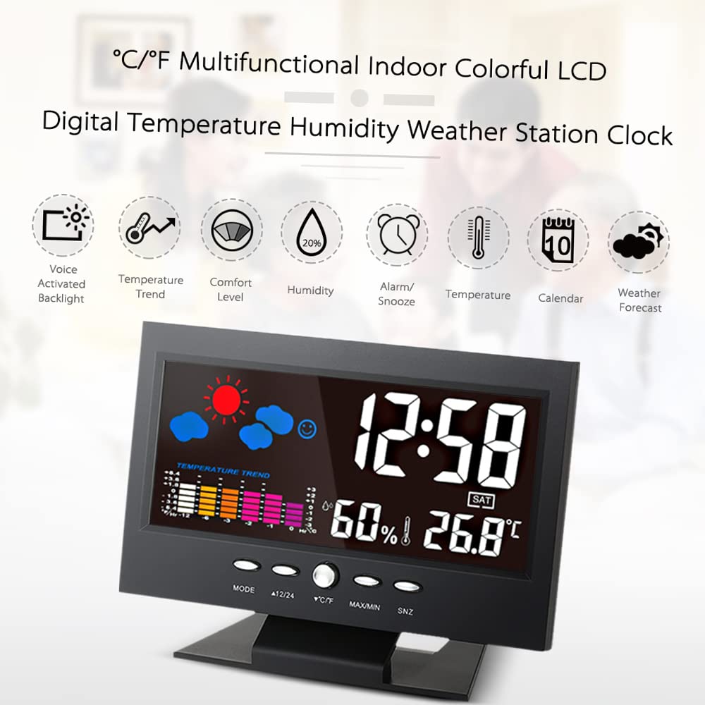 Orologio Meteorologico Digitale - Temperatura, Umidità, Previsioni | Touch Screen, Da Tavolo O Parete - Foto 2