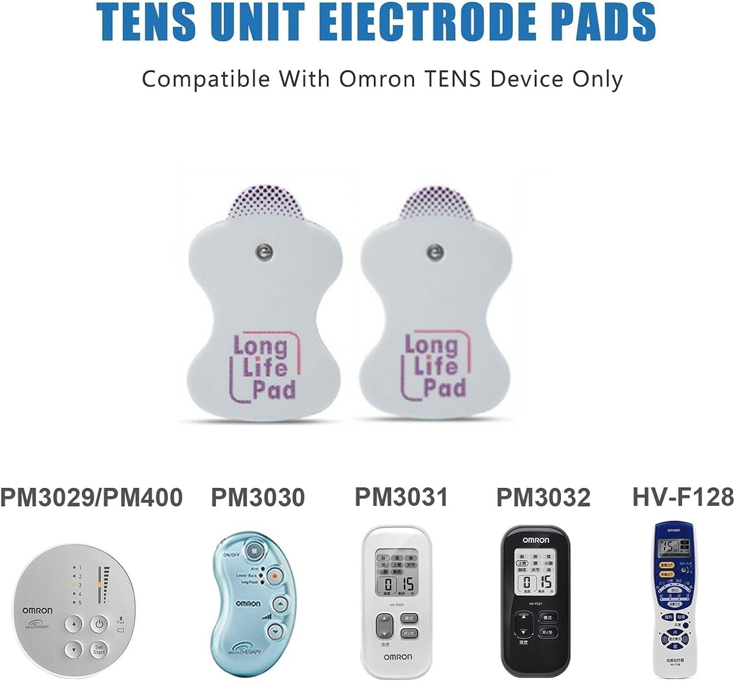 AGAM Life Long - Cuscinetti per elettrodi di ricambio, compatibili con dispositivi Omron TENS, confezione da 4