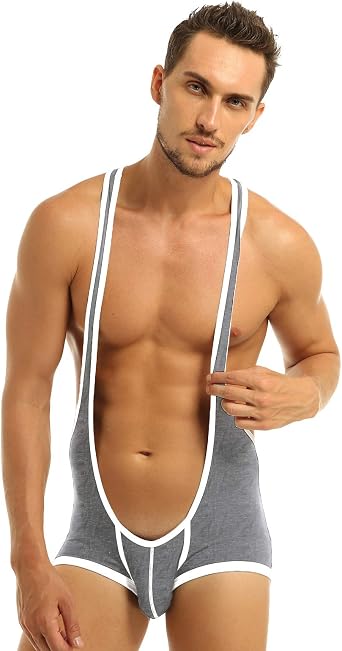 inhzoy Mens One Piece Wrestling Singlet Boxer Breifs Leotard Bodysuit Suspender Underwear