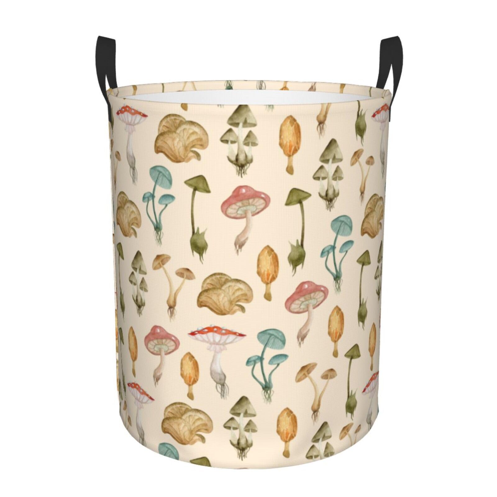 Laundry Basket Watercolor Mushrooms Laundry Hamper Waterproof Idea Hampers Large Collapsible Baskets with Handle Suitable for Bedroom Bathroom Utility Room Kitchen