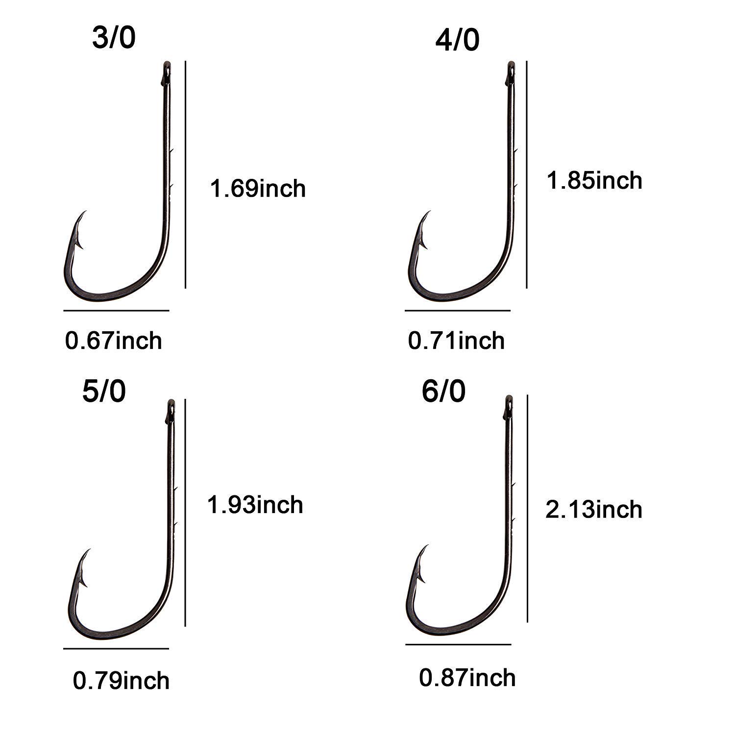 Baitholder Fishing Hooks Long Shank Beak Bait Holder Hooks Black Offset Jig Fishing Hooks with 2 Barbs,Size:4#-6/0 (2/0-50PCS) - Image 4