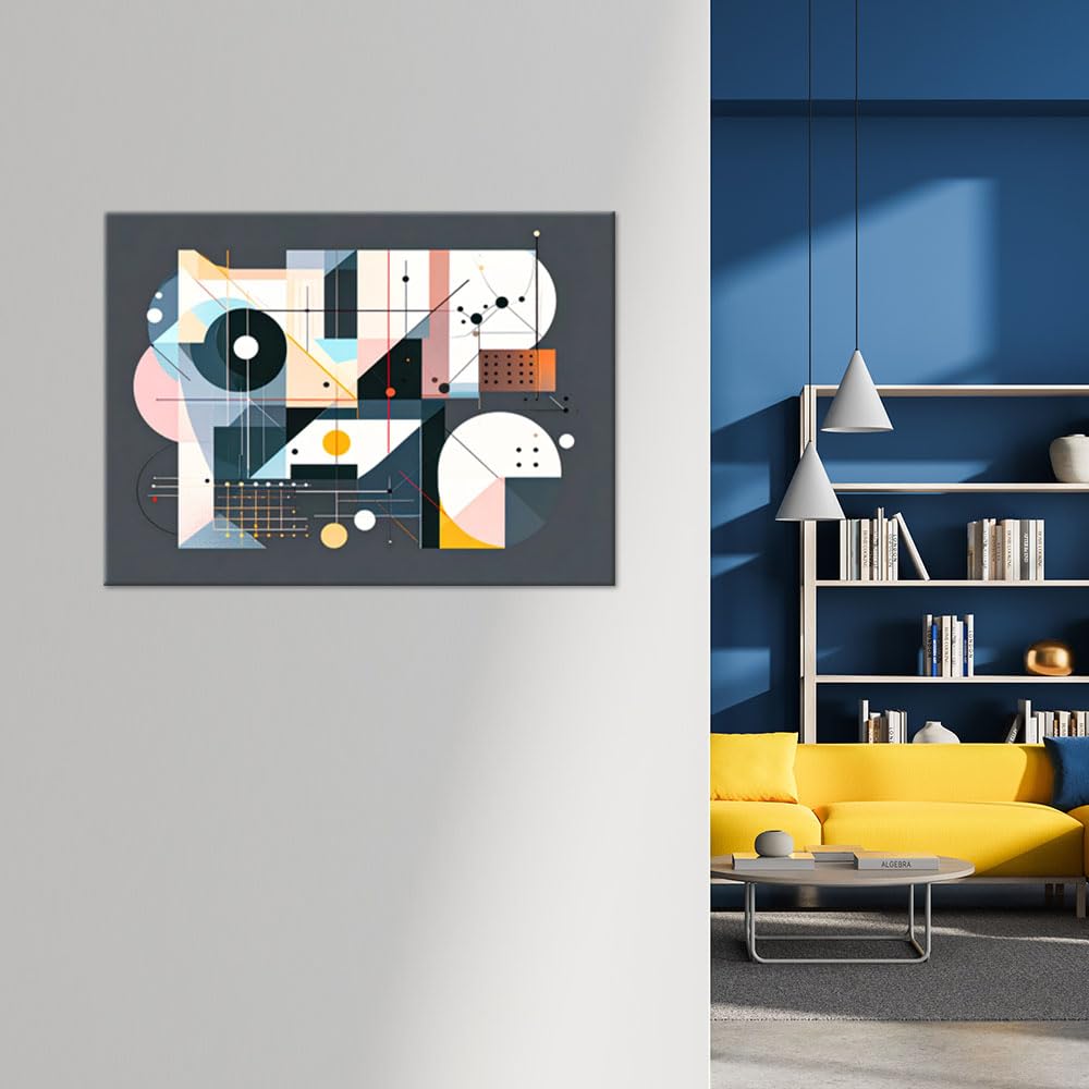 Feeby Bild auf Leinwand - Wandbilder Wohnzimmer Aesthetic - Bauhaus-Abstraktion - 120x80 1tlg - Schlafzimmer Wandekoration - Bilder Zimmer - Living Room - Deko Wandbilder - Moderne Bild