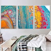 3 Piece Framed Canvas Wall Art Abstract Fluids Canvas Prints Home Artwork Decoration for Living Room,Bedroom - 16
