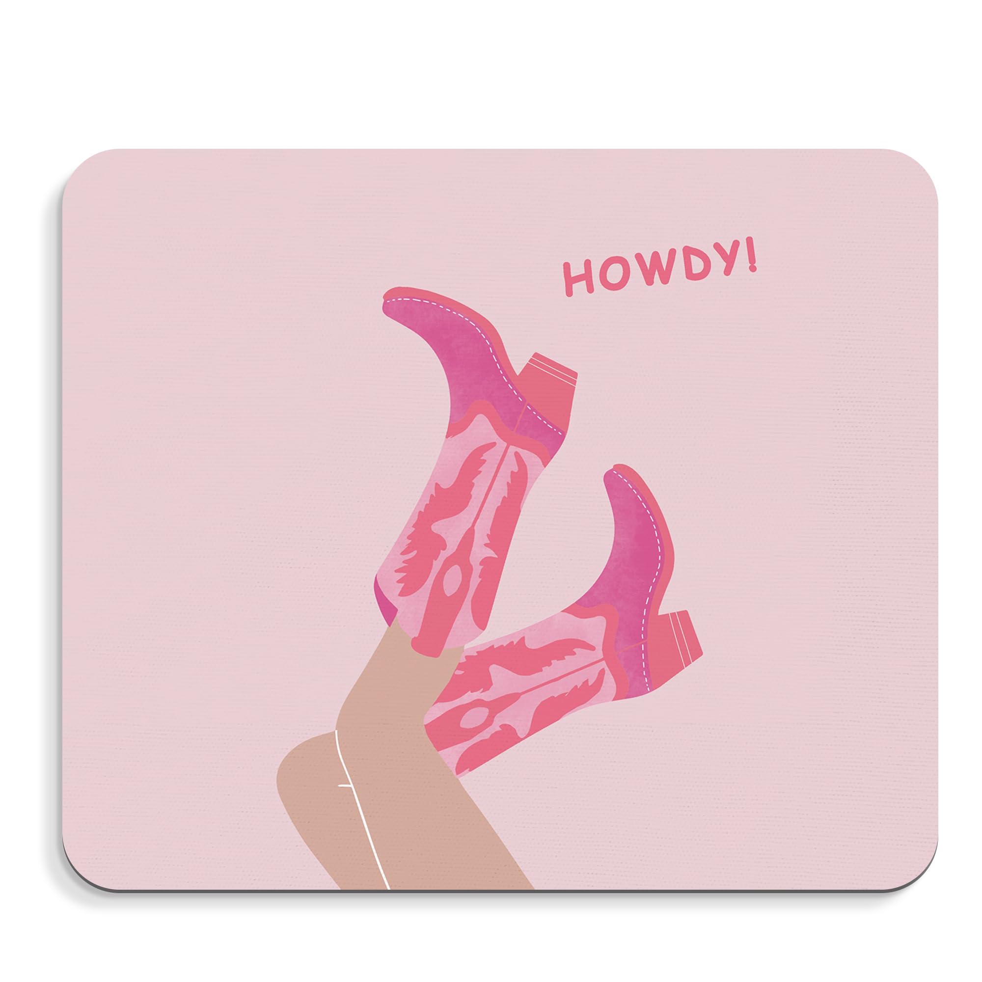 BAYOGITA Pink Western Mouse Pad - Howdy Cowgirl Boots Mousepad, Cowgirls Preppy Girly Office Mouse Pad, Trendy Western Desk Mousepad, Pink Preppy Gifts, Gifts for Employees, 9.5x8 Inches
