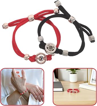 Yardwe 2pcs Long Distance Touch Bracelets- Couple Smart Bracelets - Matching Vibration Wristband - Romantic Connected Jewelry for Couples in Long Distance