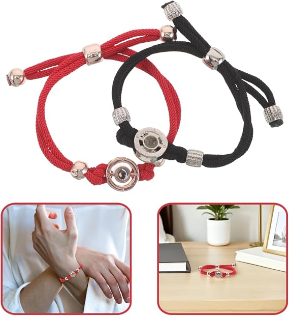 Yardwe 2pcs Long Distance Touch Bracelets- Couple Smart Bracelets - Matching Vibration Wristband - Romantic Connected Jewelry for Couples in Long Distance