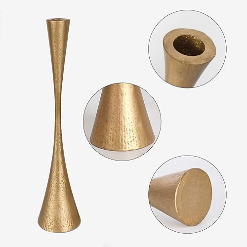 Miniatura 3 de Antique Brass Iron Taper Candle Holders - Set of 3 Decorative Candle Stands for Weddings, Dinners & Parties - Elegant Candlestick Holders with