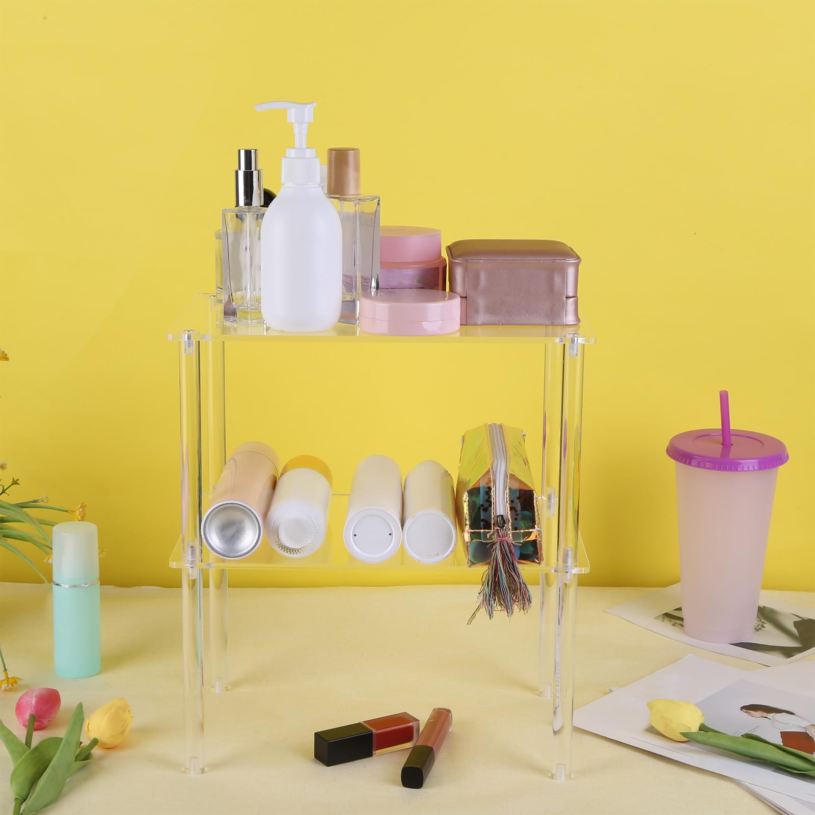 Acrylic Cabinet Stackable Storage Rack Organizer 4Pcs Holder