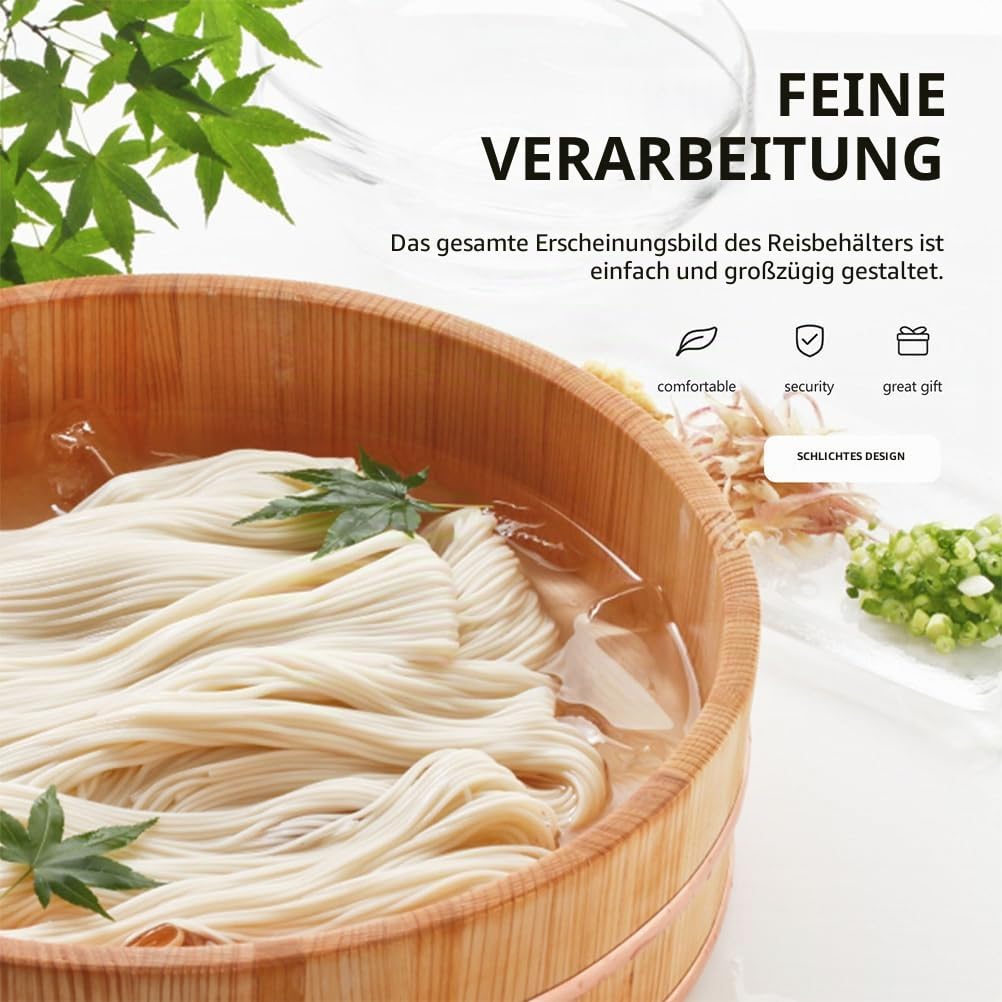 UPKOCH Japanisches Sushi Reis Fass 22Cm Aus Holz Für Sushi Reis Mischen Und Aufbewahrung Küchenhilfe Für Zuhause Und Restaurant