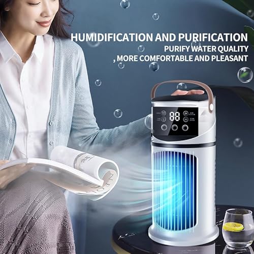 Mobile Klimaanlage ohne Abfluss, 4 in 1 Luftkühler, Touchscreen, 9 Geschwindigkeitsstufen, 3 Nebel, Nachtlicht 7 Farben, 8 Stunden Timer, leises Klimagerät mit USB, Mini- Klimagerät für Haus-6