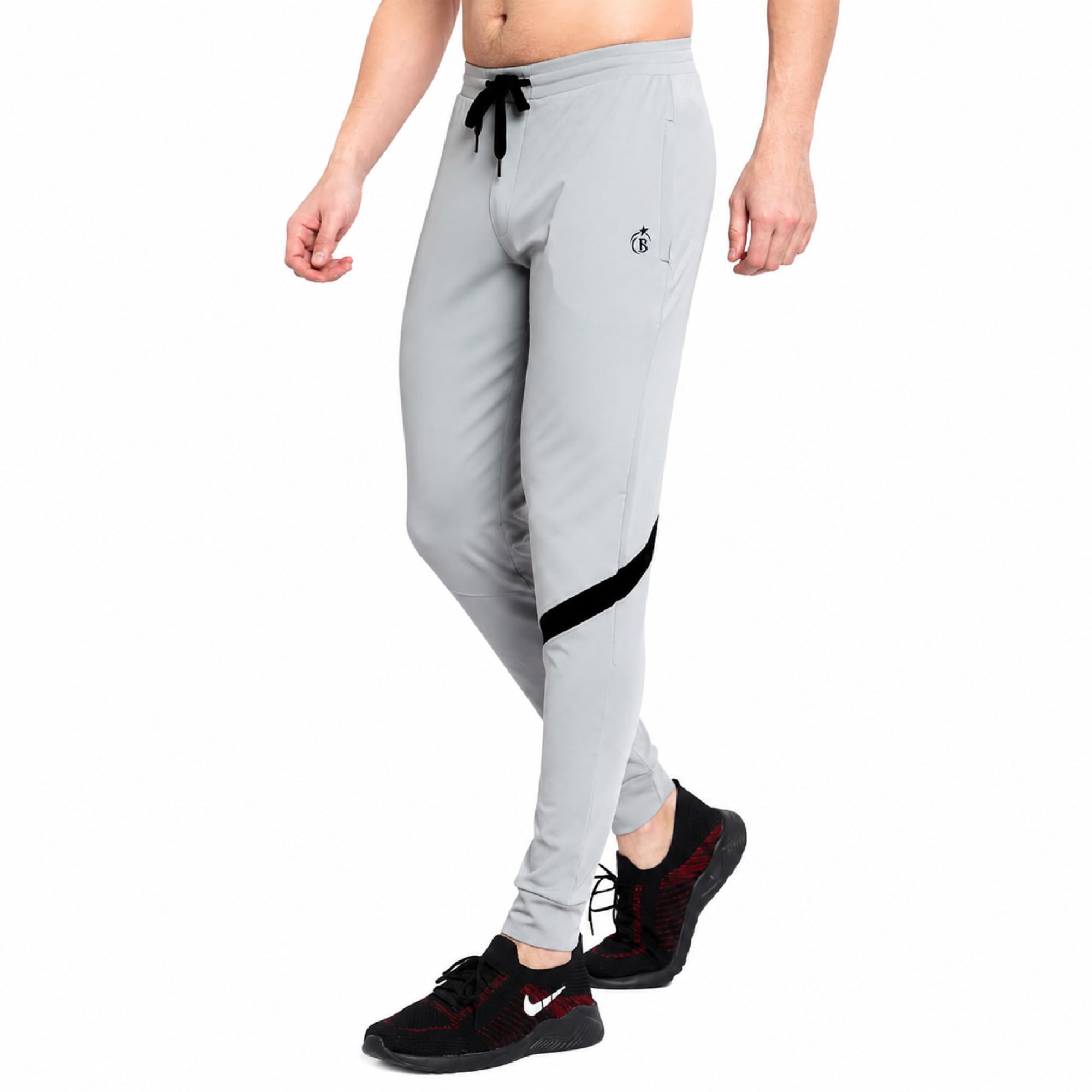 Slim Fit Jogger with Reflective Stripe | Stretch Workout Track Pants with Zipper Pockets & Drawstring Waist | Gym, Running, Training & Casual Wear Pants-image-2