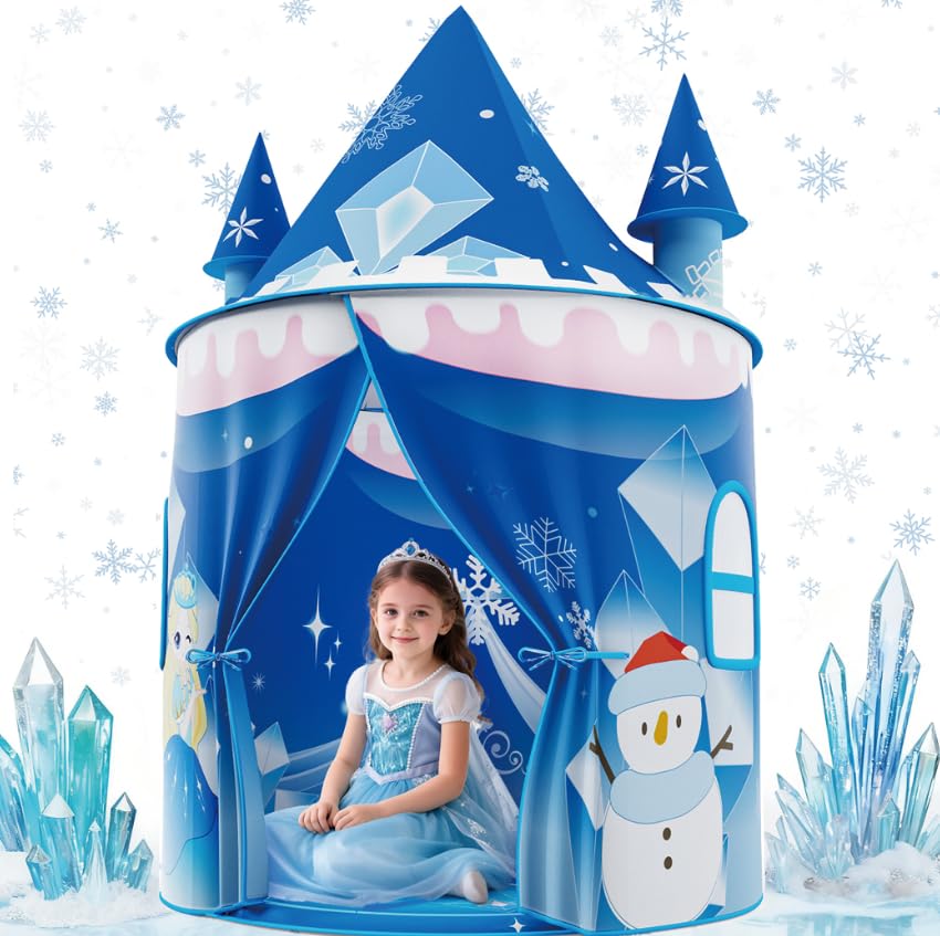 Skirfy Toy Skirfy Princess Play Tent, Frozen Toy for Girls, Ice Castle Kids Tent Indoor and Outdoor, Large Imaginative Playhouse for Toddler 3+,Christmas Birthday Thanksgiving Gift for Girls-64.2*41.3*41.3 inch