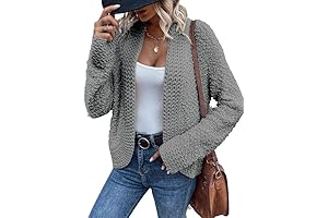 Women's 2024 Casual Long Sleeve Gray Cardigan Sweater