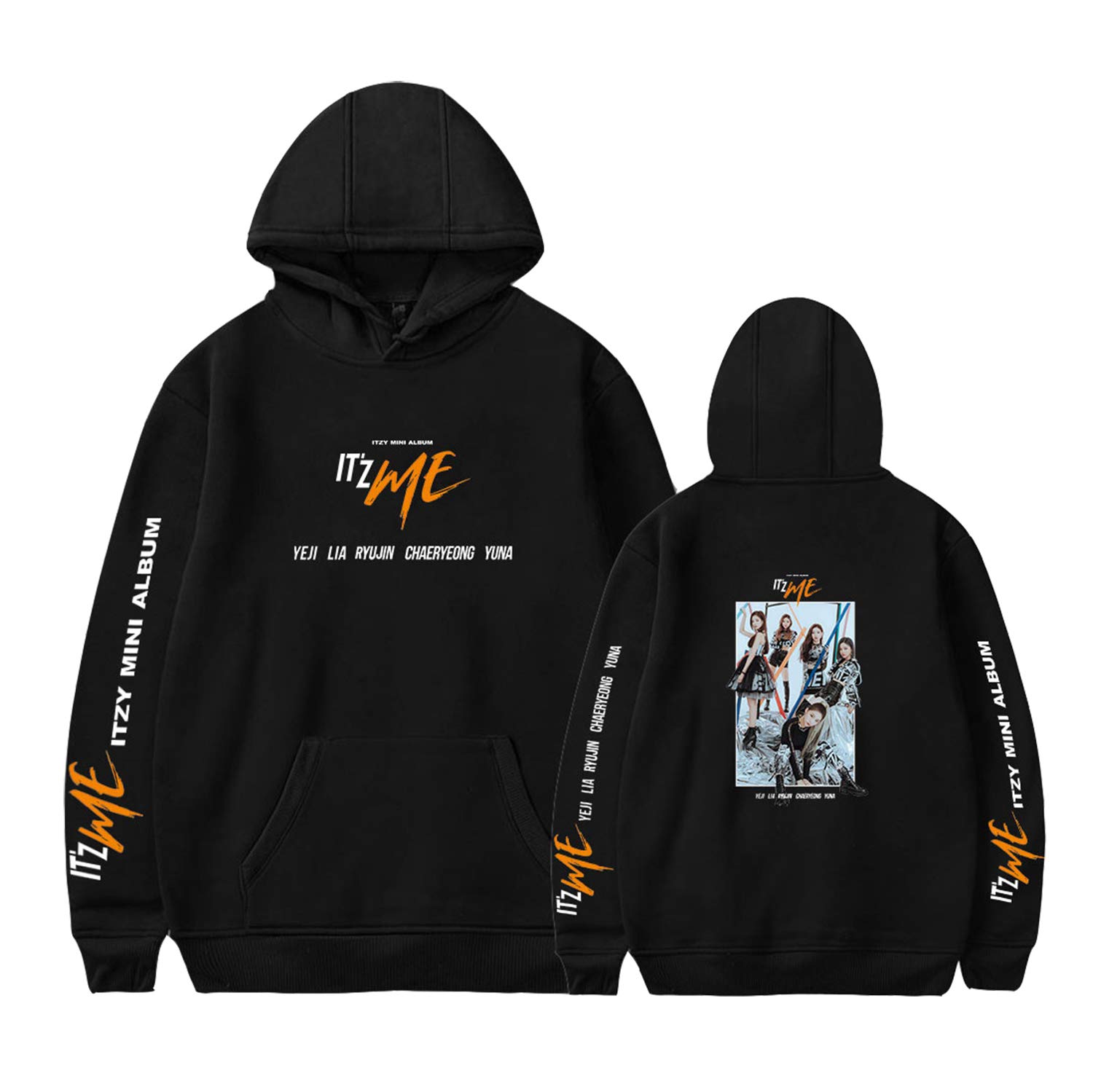 Xkpopfans Kpop ITZY Hoodie Sweatshirt New Album It's me Pullover Lia YeJi RyuJin Yuna Jacket 4XL Black A
