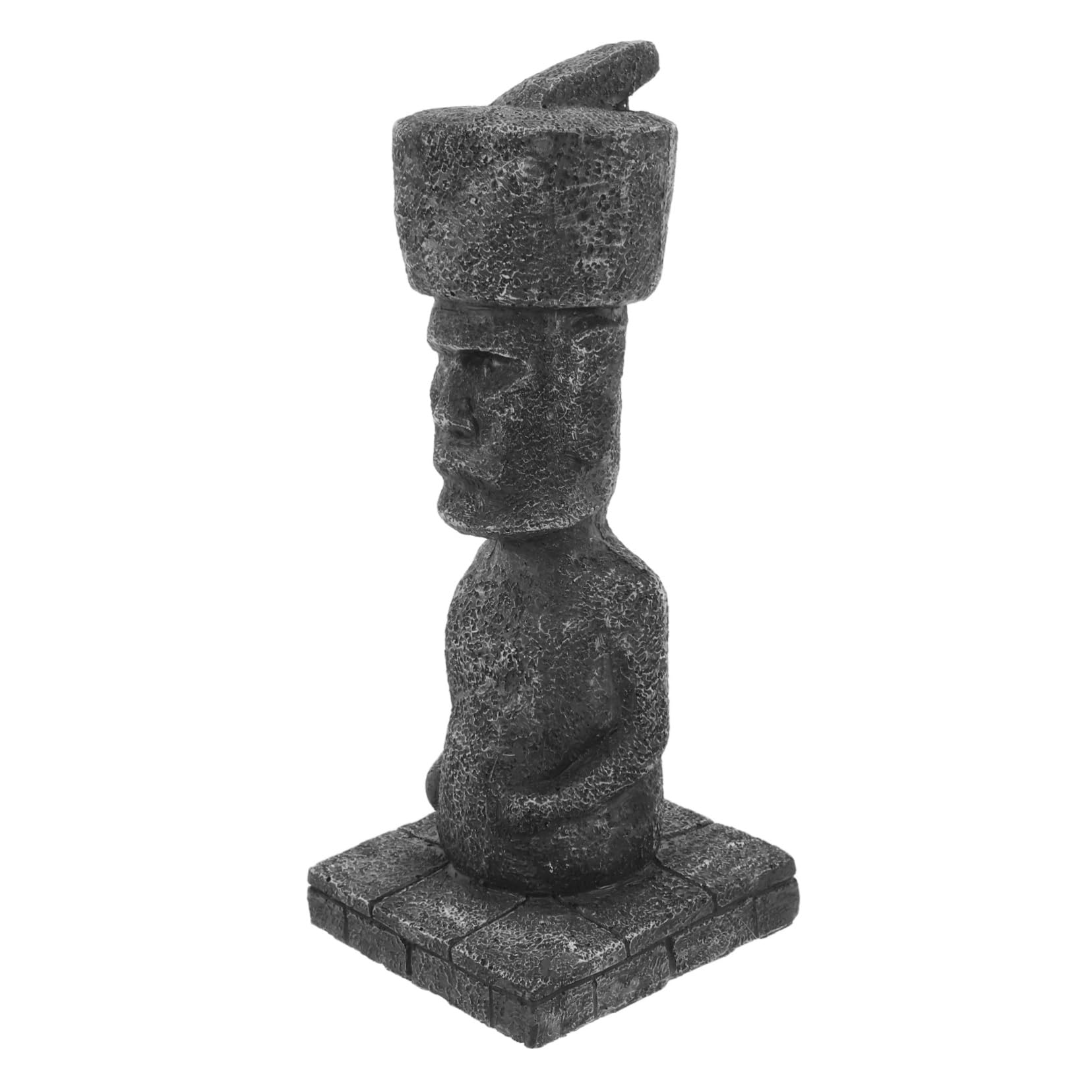 GLEAVI Statua Moai Facile da Disporre in Resina, Decorazione Antica per Acquario Effetto Realistico e Casa