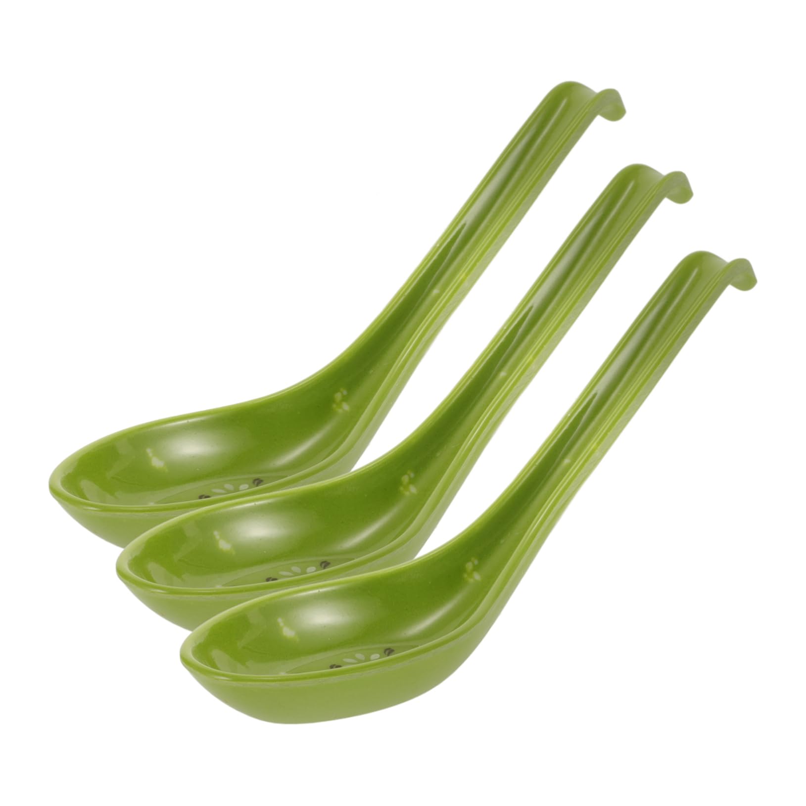 BEBEMOKO Chrome 3-piece Set Ramen Spoons Anti-slip Heat-resistant Ceramic Utensil