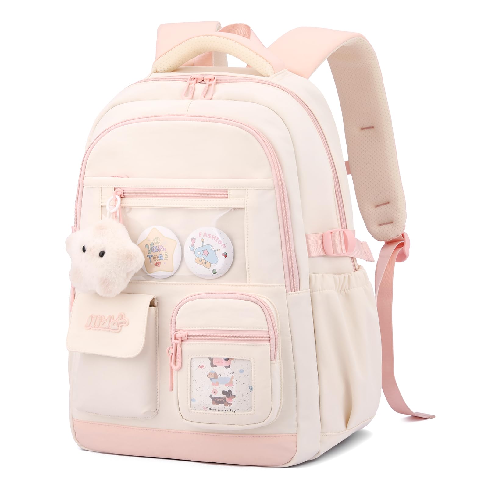 Tanou Mochila Escolar para Niñas, Mochilas Adolescentes Chica de Gran Capacidad en Poliéster, Bolsa Casual Moderna para Colegio y Instituto Niña con Colgante Estrella