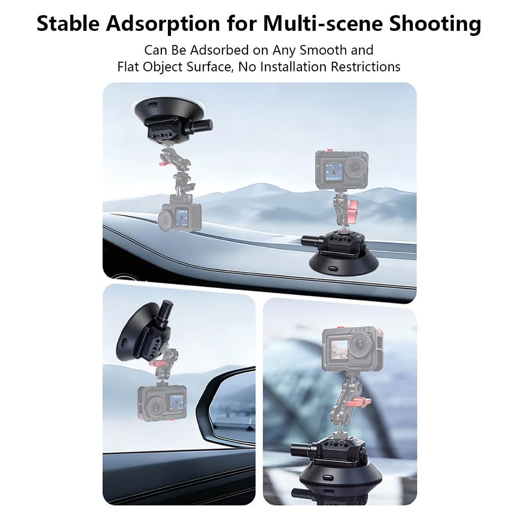 Supporto a ventosa per auto, per smartphone, mini fotocamera reflex, action camera (4,5 pollici)