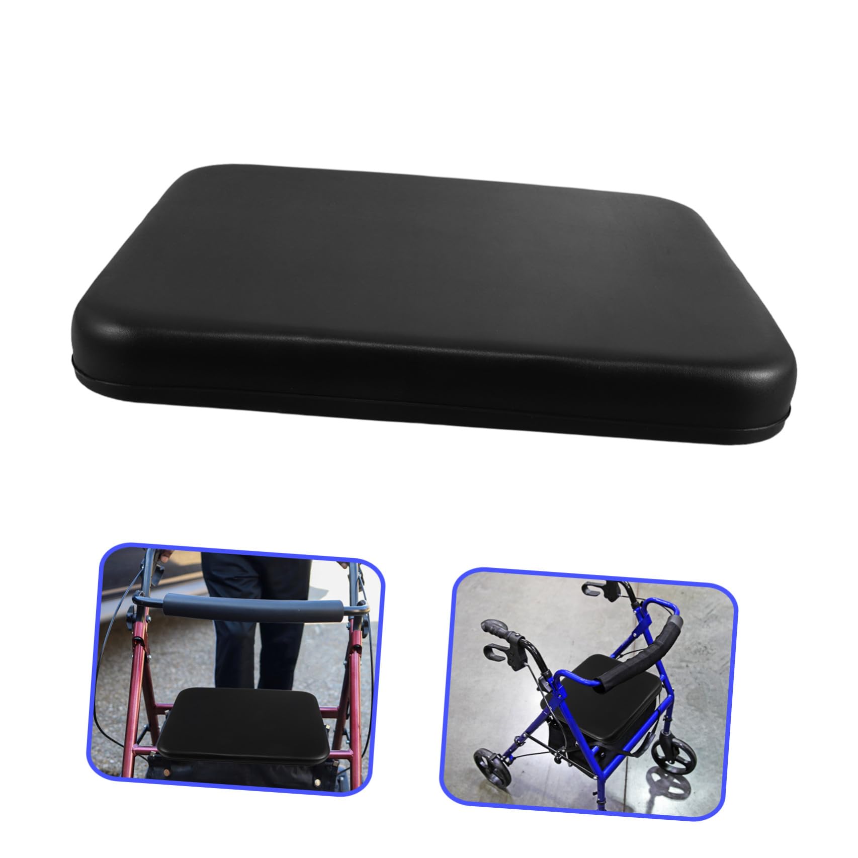 Balacoo Cuscino Rimovibile e Facile da Pulire per Sedile di Deambulatore in Pu Nero Imbottitura Spessa per Anziani, per Assistenza Domiciliare e Viaggi