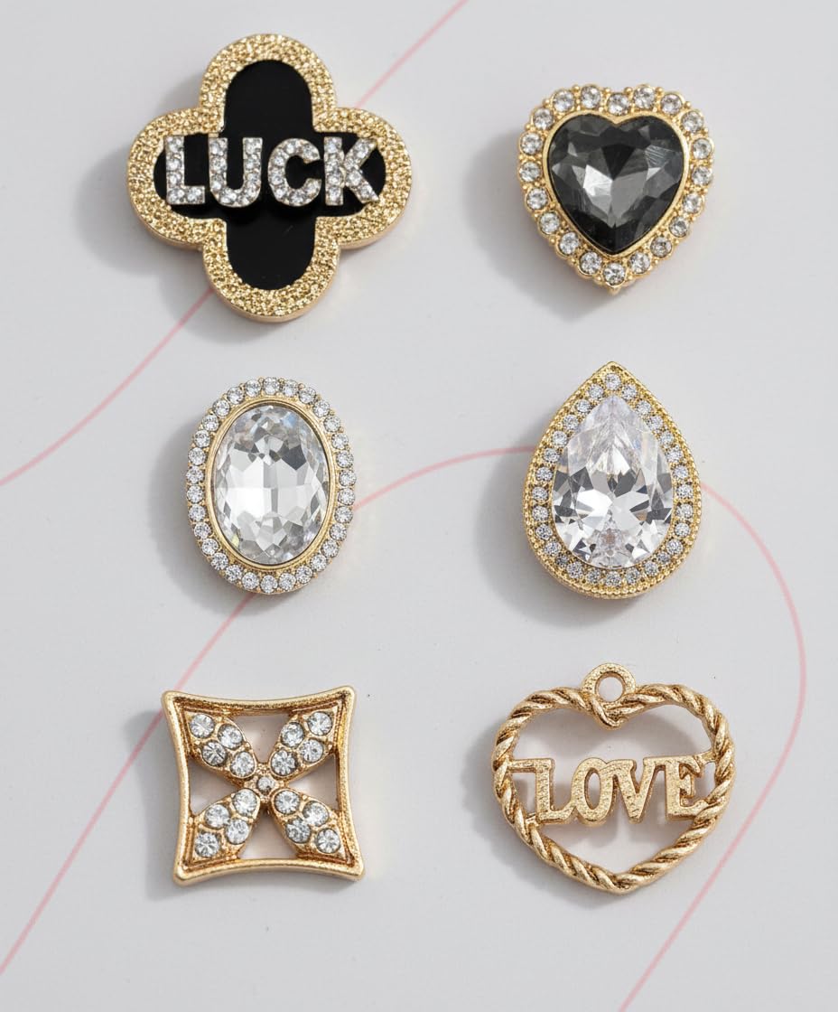 ZOKUZO Chic Bling Shoe Charms Gold and Sliver Designer Jewels Pretty Cute Chains Decorations Accessories for Women Girl Adults