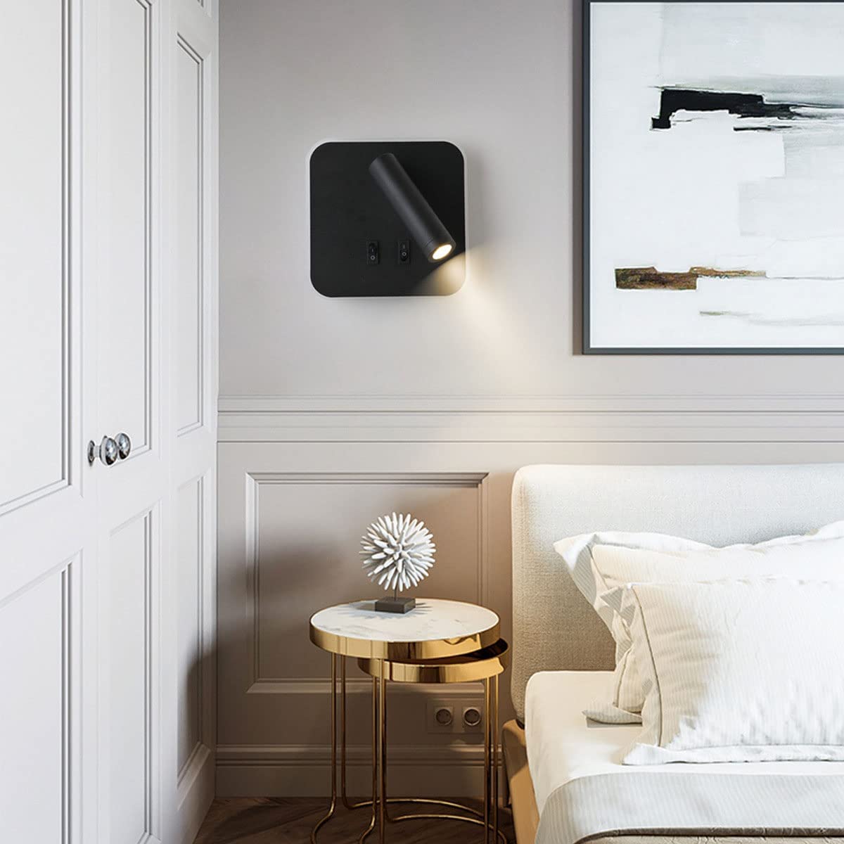 Wandleuchte Led Wand Scheinwerfer 330 ° Einstellbare Wand Lampen Nachts Leselampe, Moderne Quadratmauer Schwenkstrahler, Wohnzimmer Dekor Wandleuchten Schlafzimmer Sconces Kopfteillampe/Bla