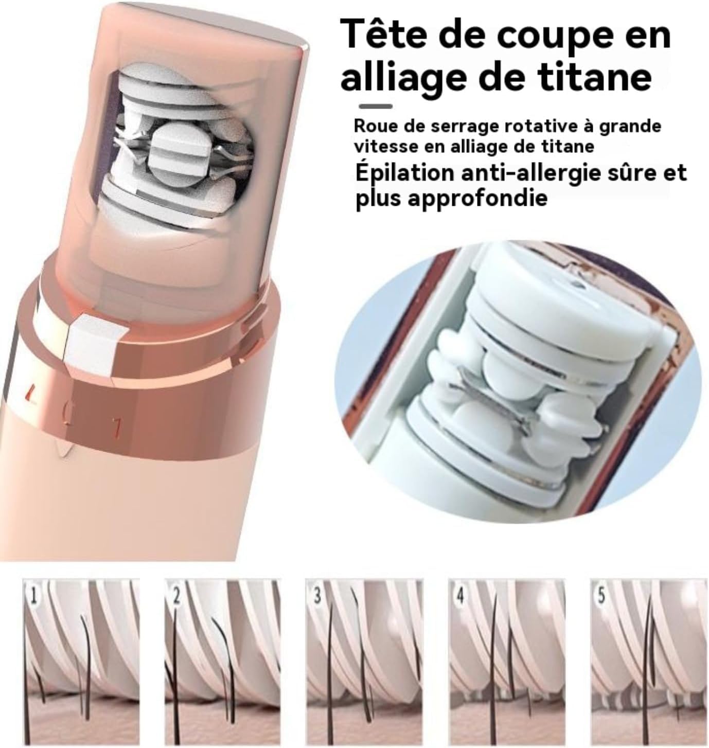 Epilsmooth Épilateur Visage 2026 Nouveau Electrique Femme USB Rechargeable Lumière LED Intégrée Rose