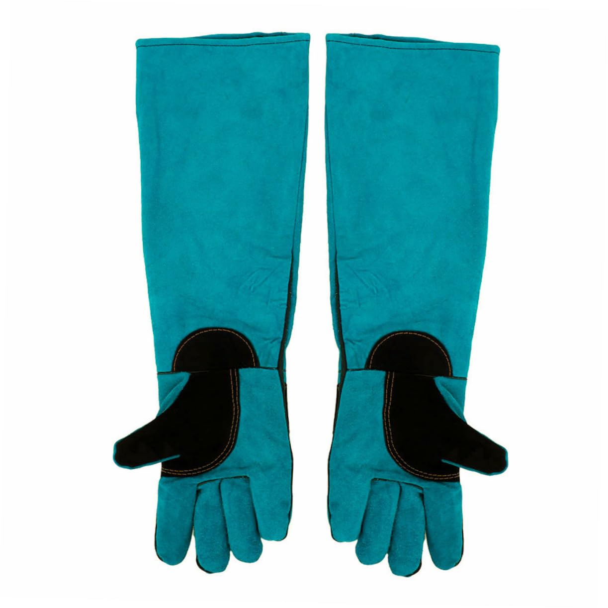 VILLCASE Guantes de Protección para Entrenamiento de Perros y Gatos Manga Larga de Cuero Sintético Resistente Mordeduras para Manipulación y Alimentación de Mascotas Color Azul Talla