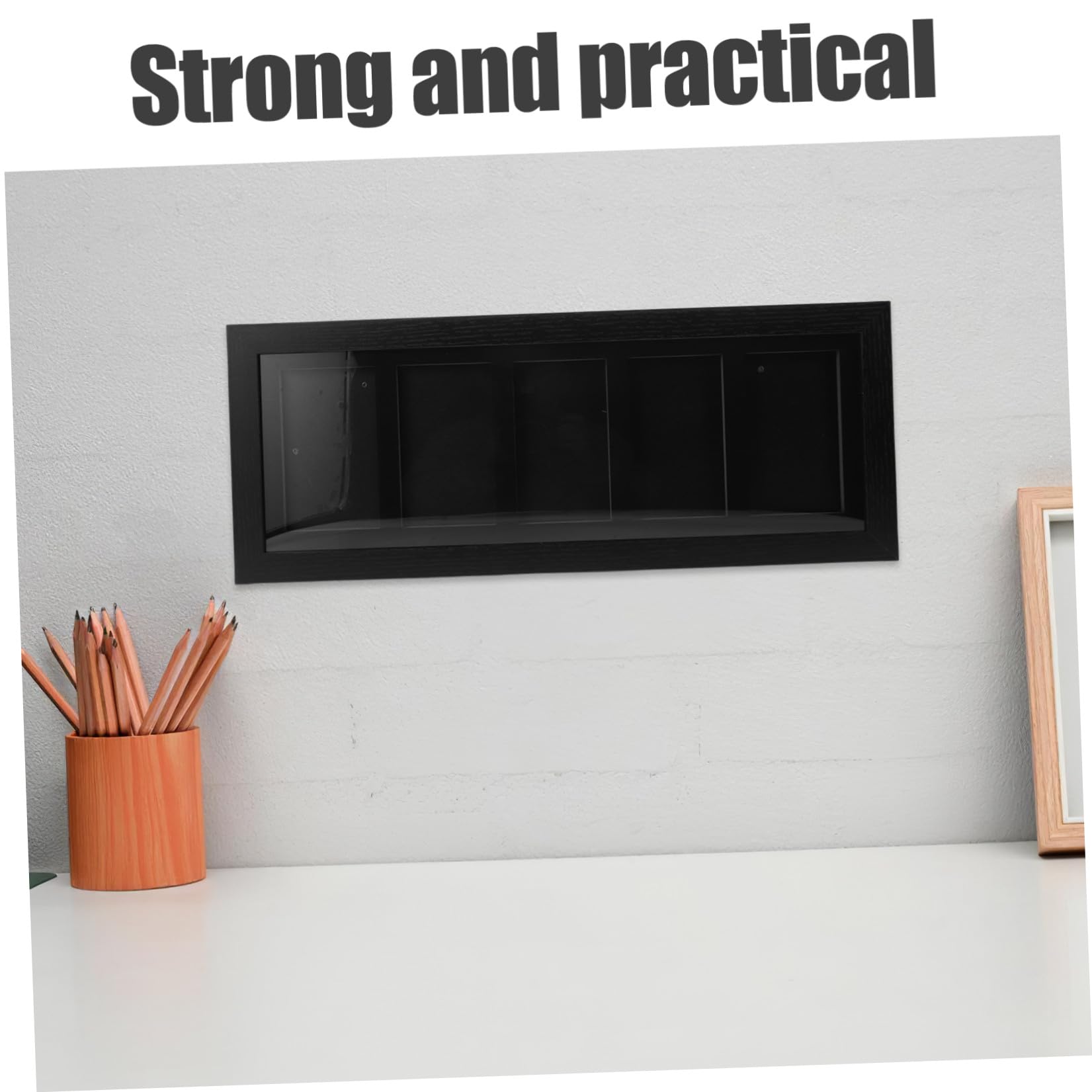 Artibetter Graded Trading Card Frame con 5 Scomparti, Struttura a Rilascio Rapido, Montaggio a Parete, Fibra di Legno Nero, per Card Exhibition Wall