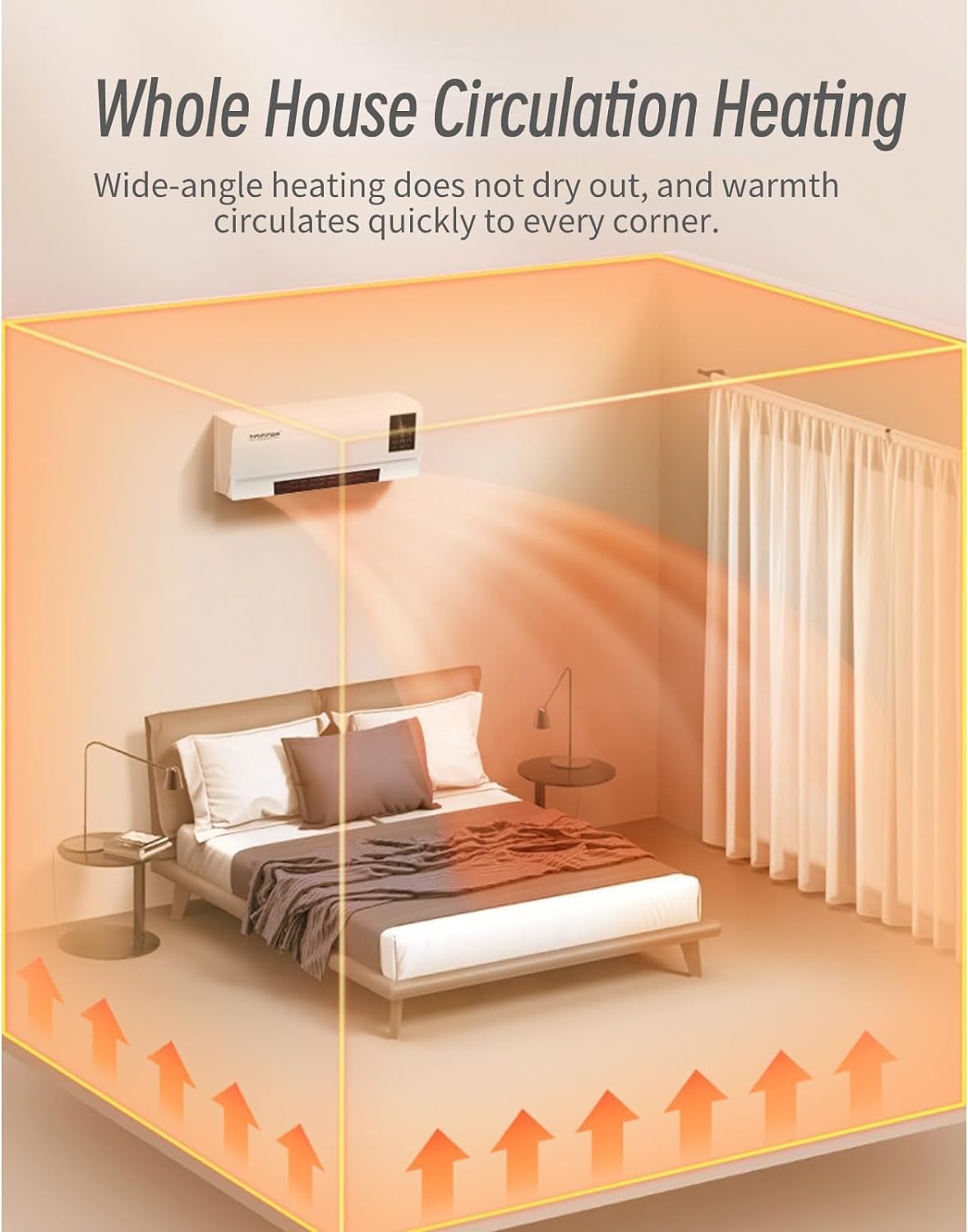 Tragbarer Nature Wind Heizlüfter mit Fernbedienung, LED-Timer, leiser Touch-Steuerung, tragbarer kleiner Heizlüfter für den Innen- und Außenbereich