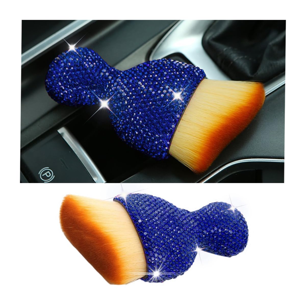 zipelo Auto Interior Dust Brush, Car Detailing Cleaning Brush with Diamond, Bling Handle Soft Bristles Dusting Tool, Scratch Free Dirt Clean Brushes for Vehicle Dashboard, Air Conditioner Vent (Blue)