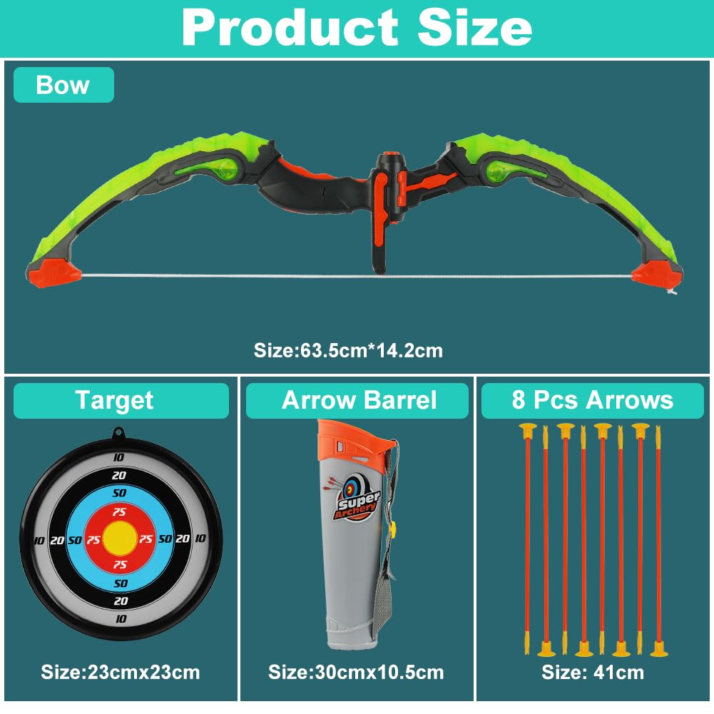 flintronic Arco e Frecce per Bambini, Arco e Freccia, Giochi Tiro per Bambini,Set di Arco Giocattolo con Faretra/Bersagli/Frecce a Ventosa, Gioco di Tiro Interno Esterno Giardino Sport