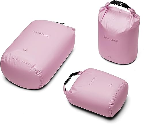 Bee Nesting Juego de bolsas secas ultraligeras para mochileros, saco seco impermeable para camping, senderismo, motocicleta, saco de cosas ligeras,