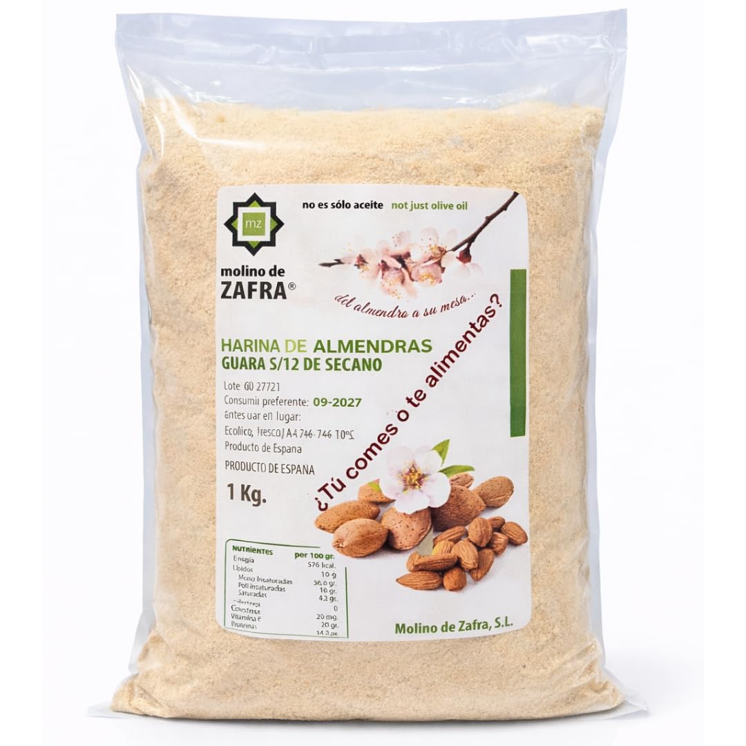 Harina de Almendra 100% Natural Molino de Zafra | Almendra Molida | SIN Gluten | Harina de Almendras 1kg Keto Ideal para Repostería Saludable y Dieta Keto | Rica en Proteínas y Fibra