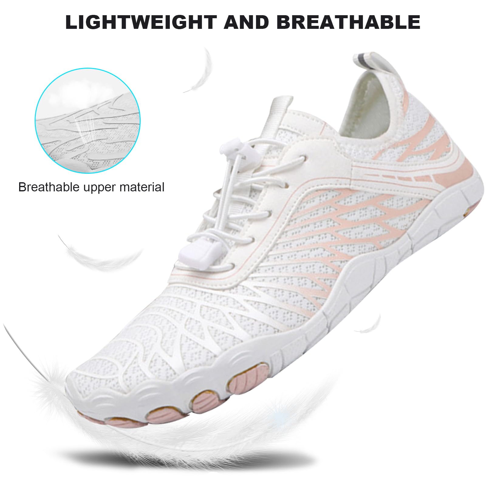 Hi-Y2Kgirls Hike Barefoot Shoes Women Men Non-Slip Healthy Breathable Fashion Trail Running Womens Mens Wide Toe Zero Drop Water Shoe White