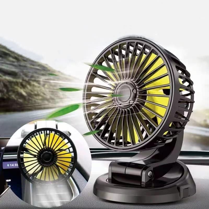 Mini Ventilador De Coche 12V Giratorio 360° | Silencioso Y Potente | Para Salpicadero | Ligero (181g) | Ideal Para SUV, RV Y Camiones