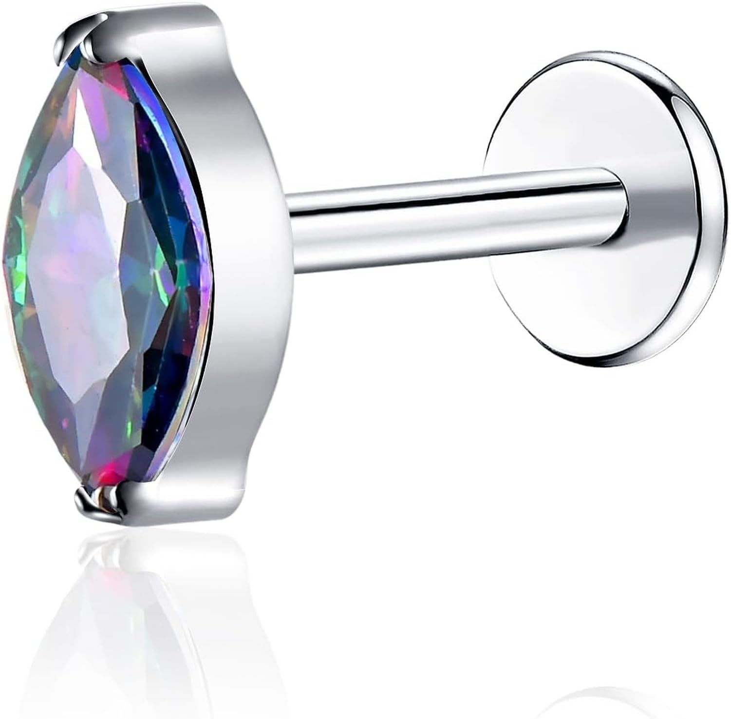 XIUNYIE 1pcs G23 Titanium Threadless Labret Stud Push-In CZ Cluster Earring for Tragus Helix Conch Lobe Rook Cartilage Piercing Jewelry, eye-VM