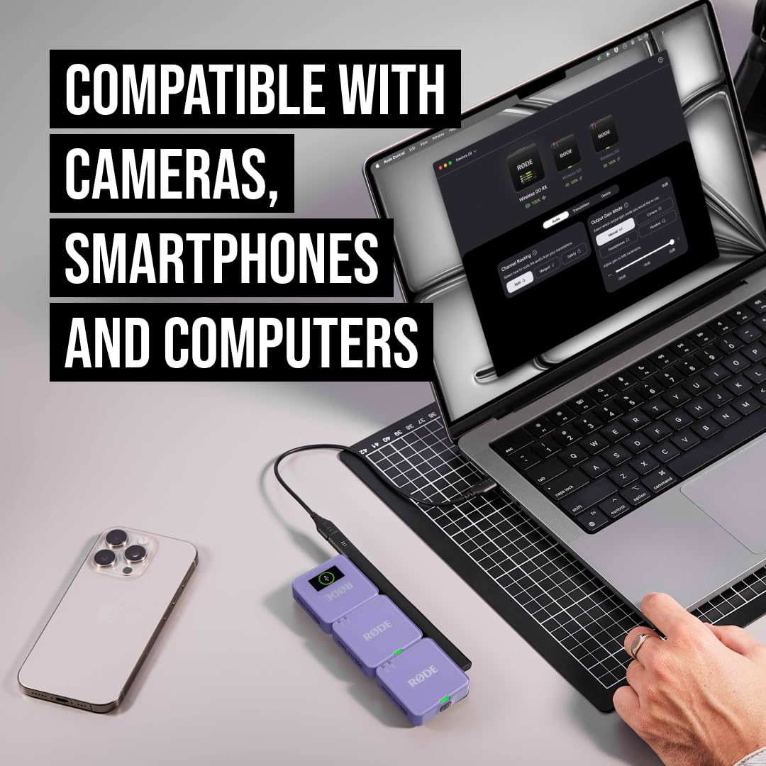 RØDE Wireless GO II Ultra-compact Dual-channel Wireless Microphone System with Built-in Microphones, On-board Recording and 200m Range for Filmmaking, Interviews and Content Creation: Wireless GO Gen 3 Lilac