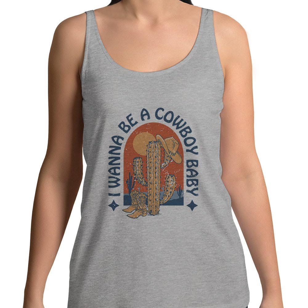 TeesAndTankYou I Wanna Be A Cowboy Baby Tank Top Unisex X-Small Grey