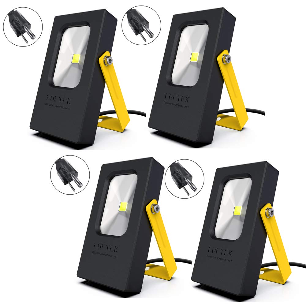Buy Outdoor Plugin Light 4 Pack, LOFTEK 5000K COB LED Spotlight, IP65