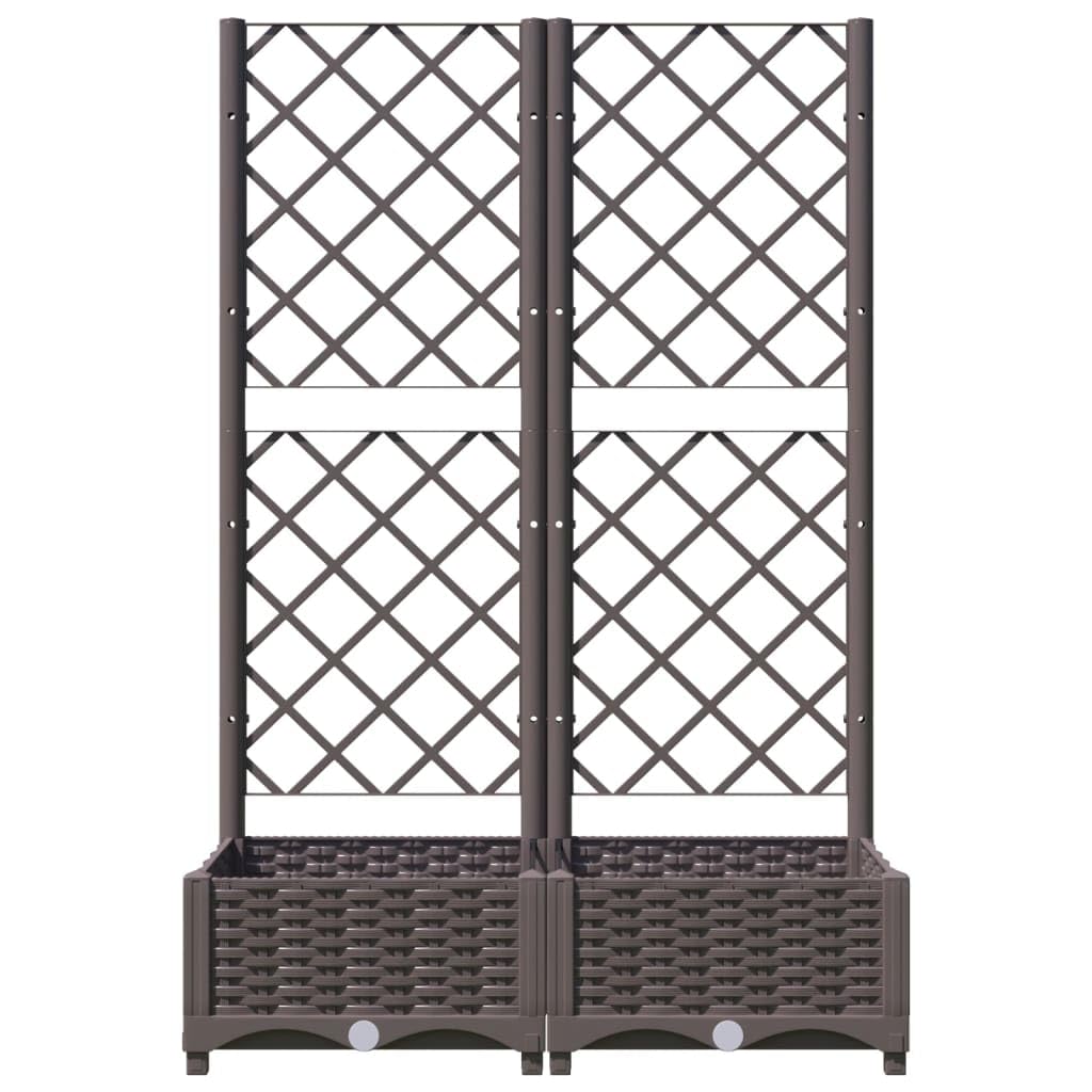 Brązowa doniczka na rośliny ze kratką 80 x 40 x 121,5 cm PP Garden Container for Flowers Herbs Sukulents Balcony Patio Yard Outdoor Use