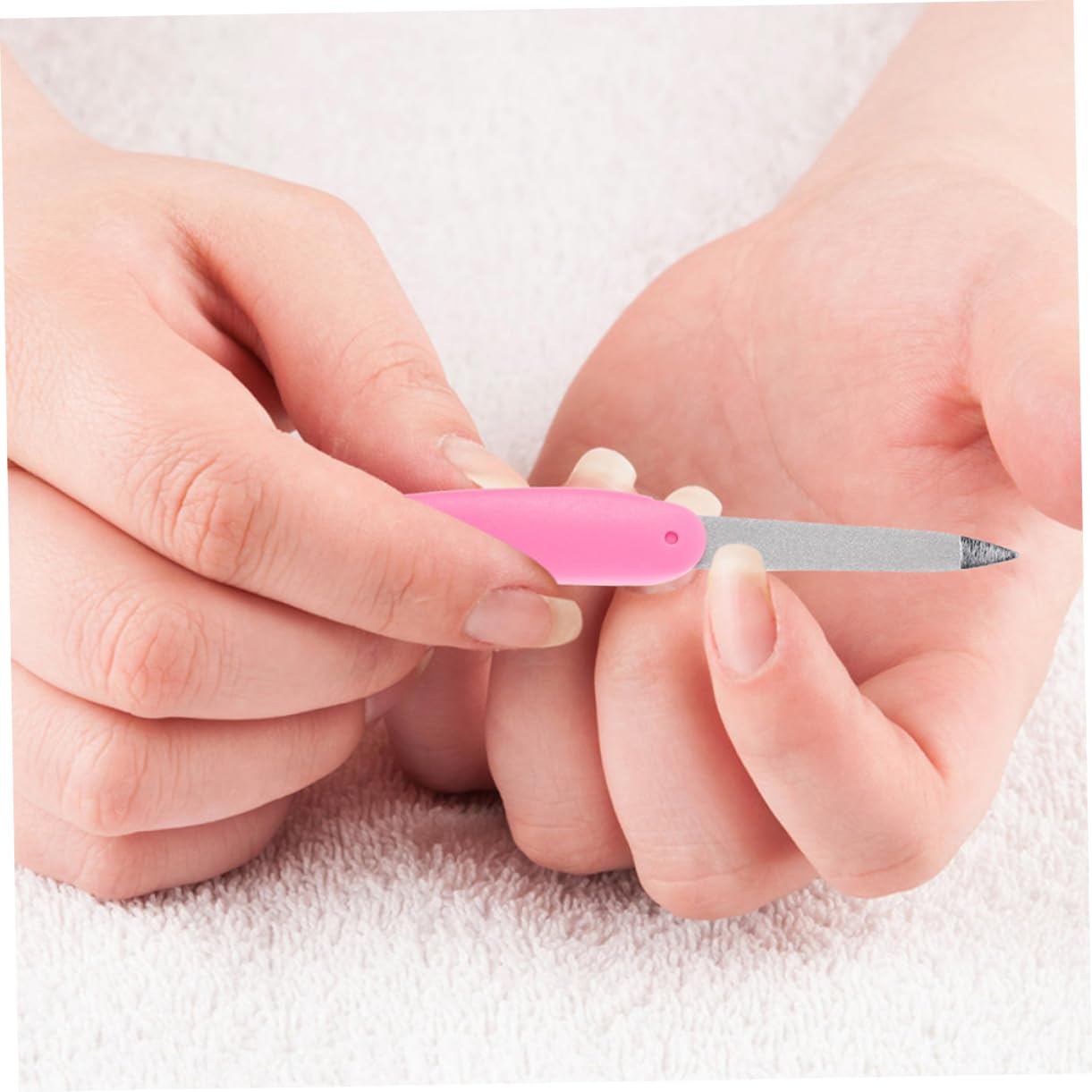 Lima per Unghie Pieghevole, 8 Pezzi, Portatile, in Metallo e ABS, per Manicure a Casa e Salone, Rosa, per Modellare le Unghie